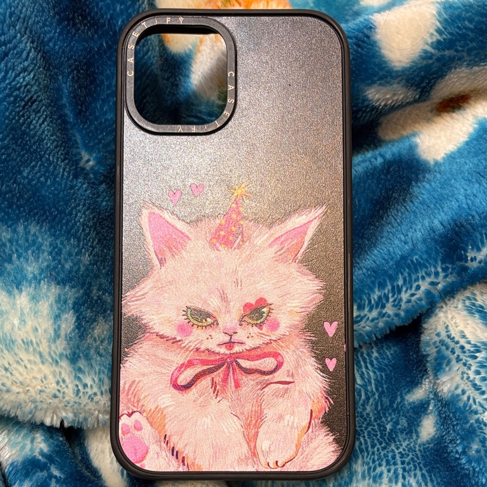 Casetify Cat Party Phone Case - Pink and Black iPhone 16 plus